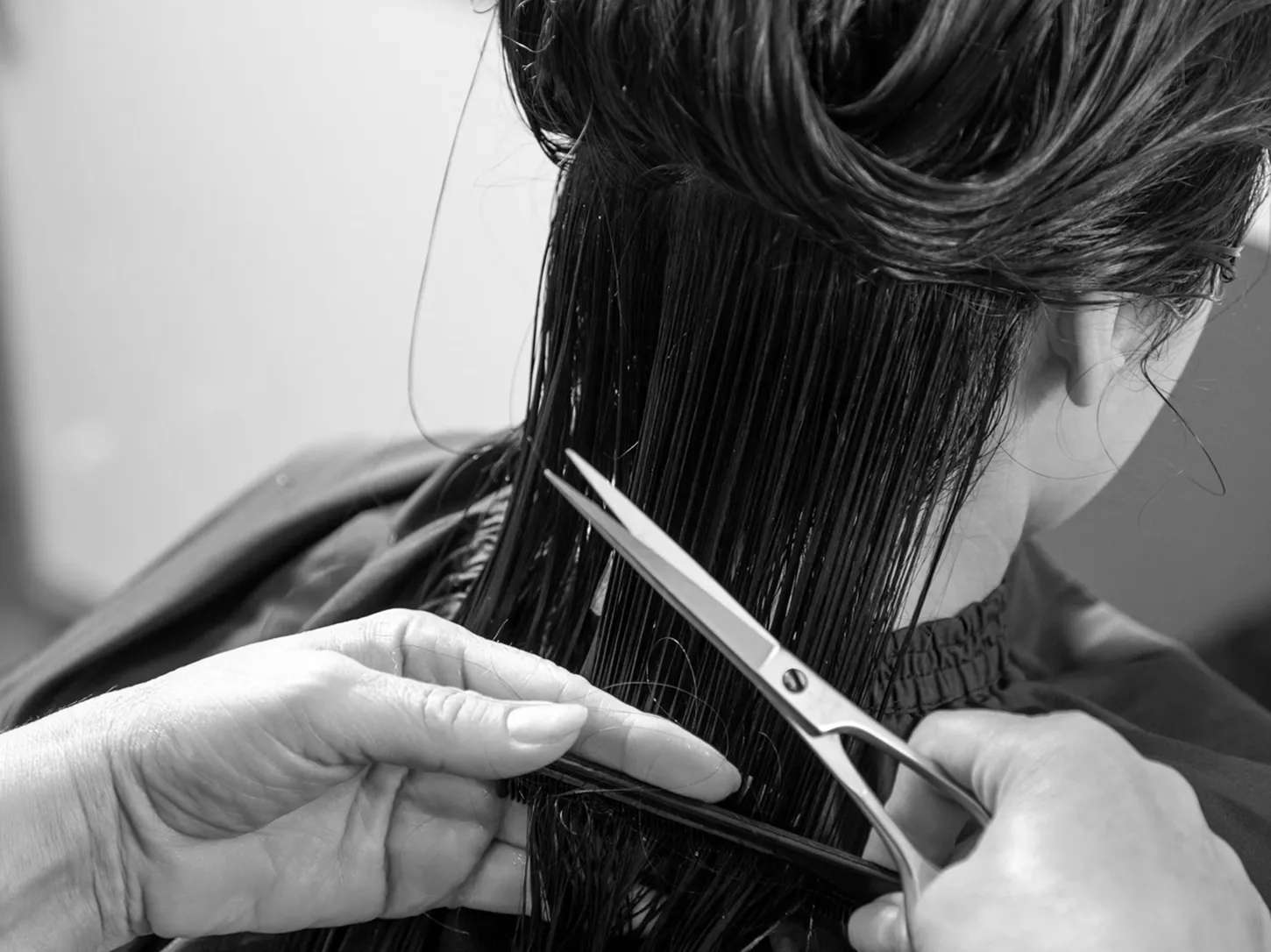 Cutting hair at hair salon