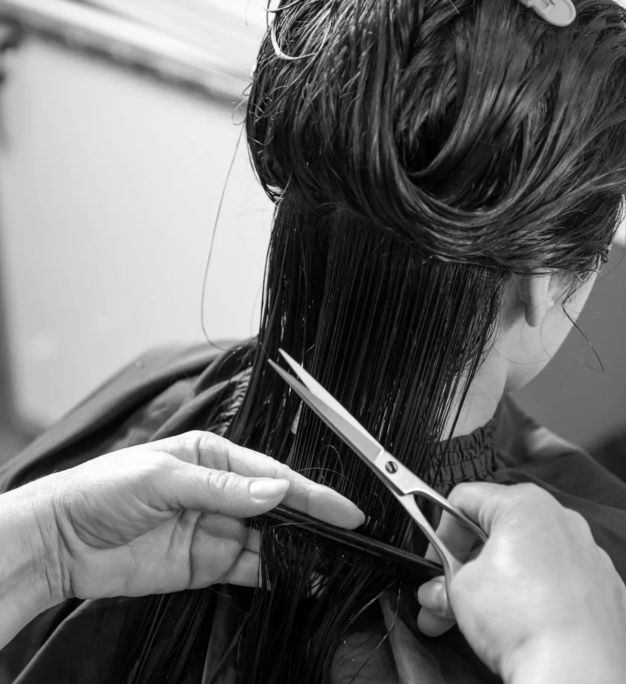 Cutting hair at hair salon